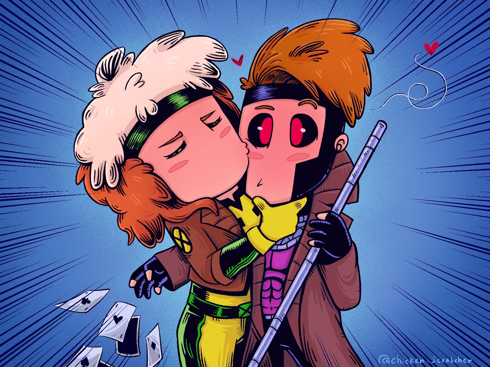 Gambit & Rogue Kiss Art Print
